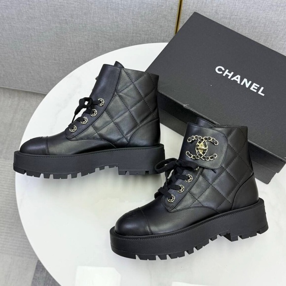 CHANEL Black Leather Ankle Boots - Picture 5 of 12